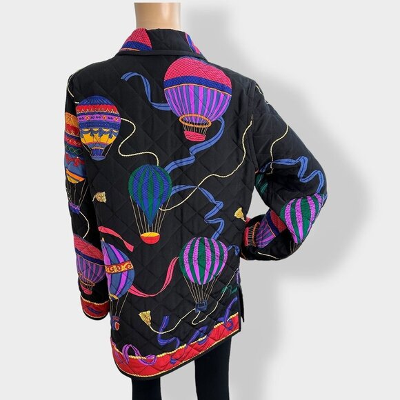 CARLISLE Balloon Print Silk Printed Jacket Coat - Picture 3 of 6